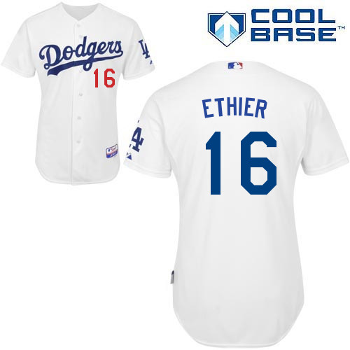 Andre Ethier #16 MLB Jersey-L A Dodgers Men's Authentic Home White Cool Base Baseball Jersey
